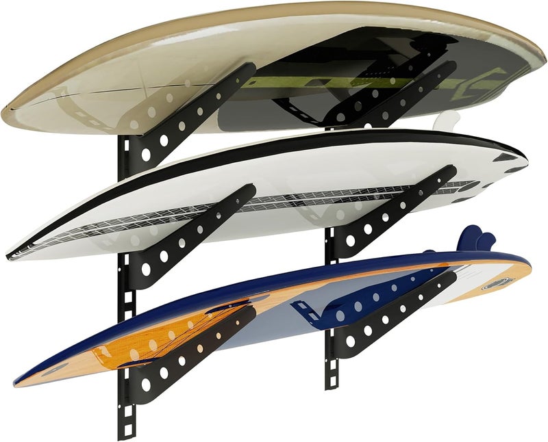 Neorexon 2/3/4/6 Board Horizontal Surfboard Rack, Adjustable Surfboard Wall Mount Display, Surfboard Wall Rack Board Storage Mount System at Home and Garage - Image 1